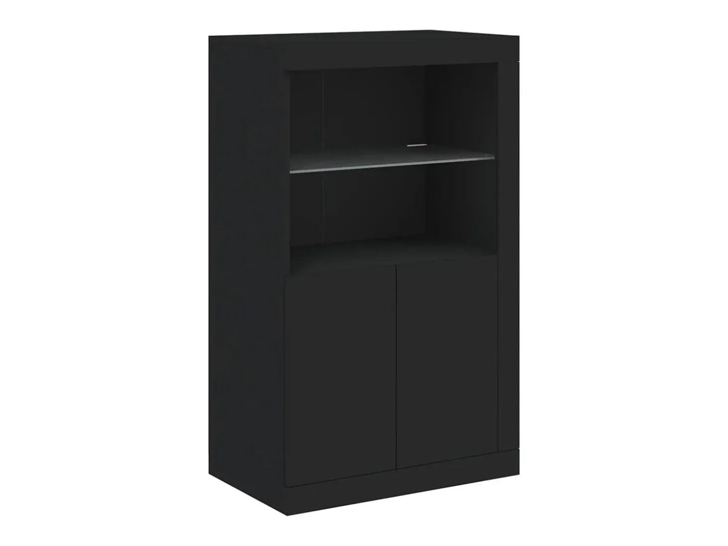 Aparador cómoda cómoda armario mueble organizador cocina salón salón con luces LED 162 x 37 x 100 cm negro 02_0030017