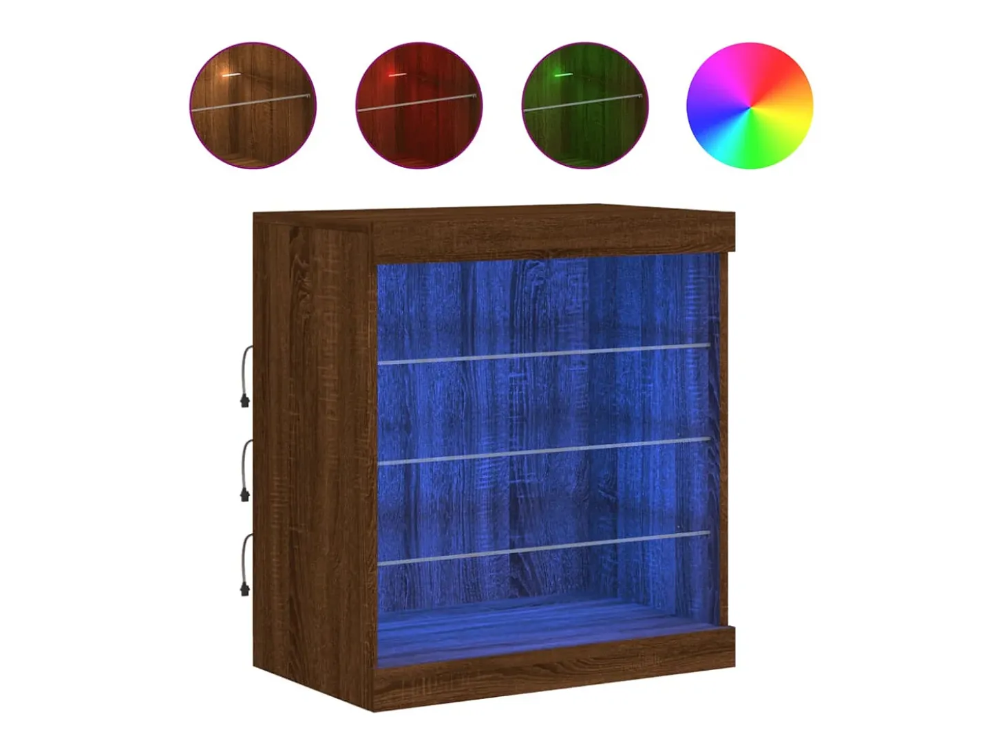 Aparador cómoda cómoda armario mueble organizador cocina salón salón con luces LED 60,5 x 37 x 67 cm marrón 02_0029928