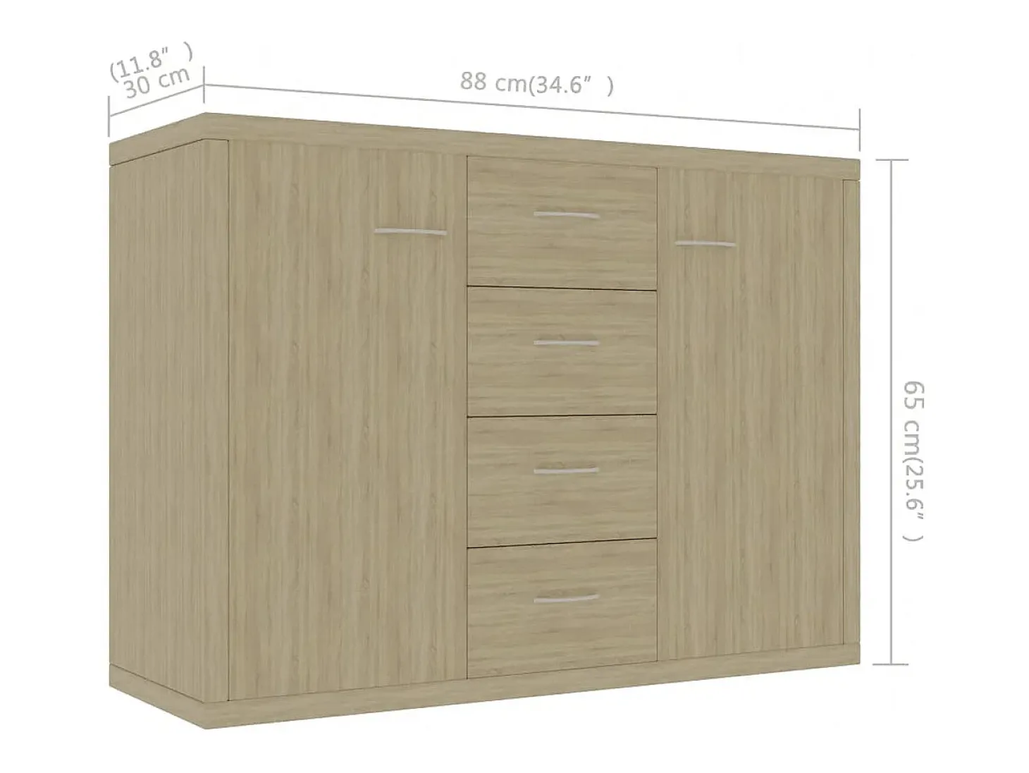 Aparador cómoda cómoda armario unidad de almacenamiento organizador cocina salón salón Sonoma 88 x 30 x 65 cm madera contrachapada marrón 02_0031725