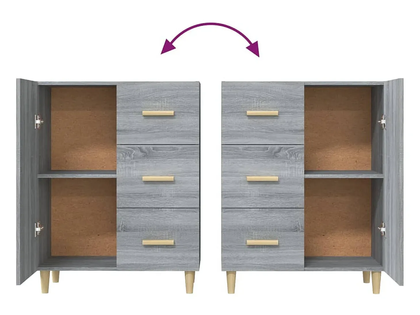 Aparador cómoda cómoda armario unidad de almacenamiento organizador cocina salón salonsonoma 69,5 x 34 x 90 cm madera contrachapada gris 02_0036482