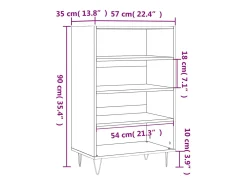 Aparador cómoda cómoda armario mueble organizador cocina salón salón alto 57 x 35 x 90 cm madera contrachapada negro 02_0034940