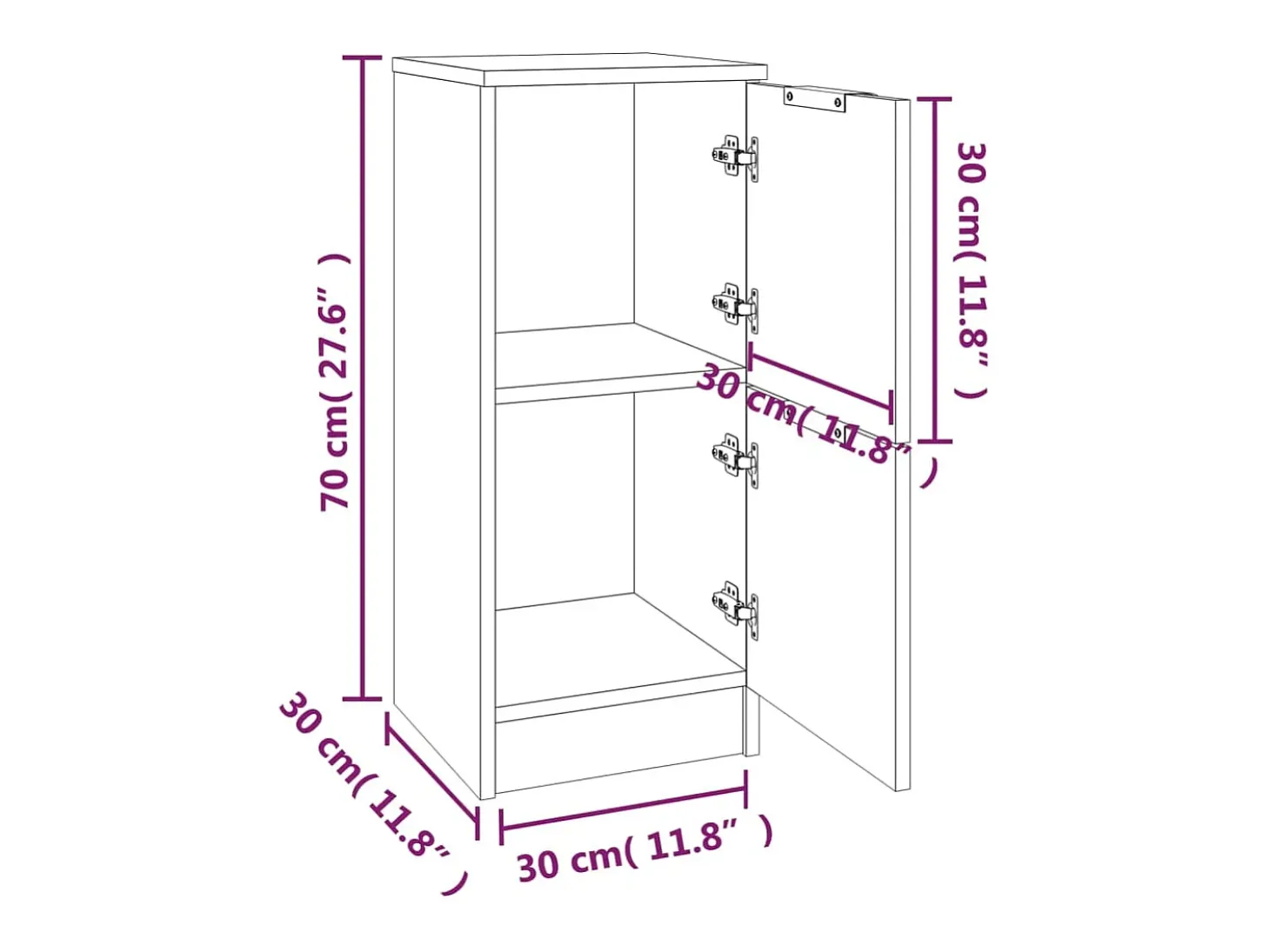 Aparador cómoda cómoda armario mueble organizador cocina salón salón Sonoma 30 x 30 x 70 cm madera contrachapada marrón 02_0031499