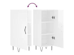 Aparador cómoda cómoda armario mueble organizador cocina salón brillante 34,5 x 34 x 90 cm madera contrachapada blanco 02_0030590