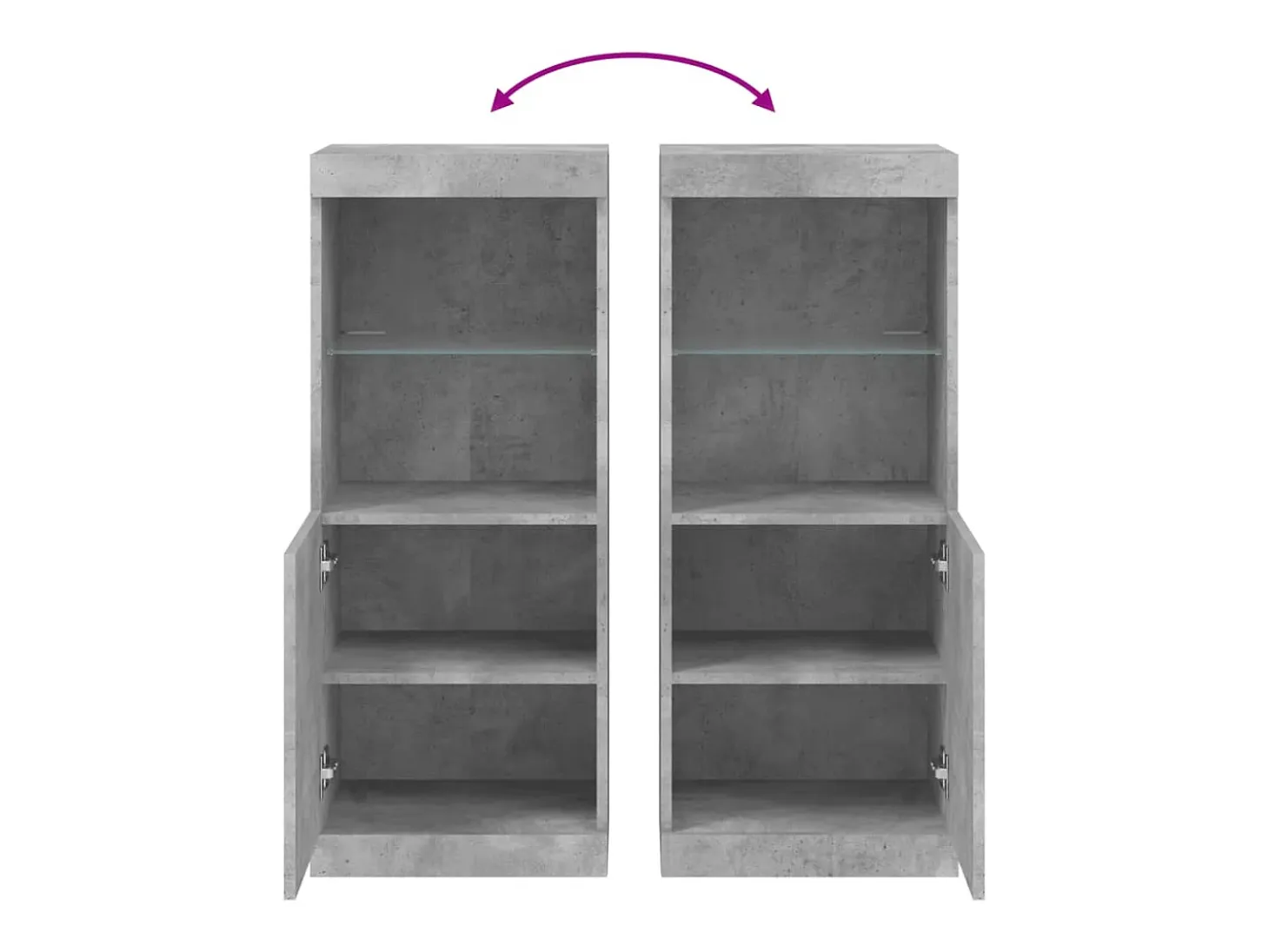 Aparador cómoda cómoda armario mueble organizador cocina salón salón con luces LED 41 x 37 x 100 cm gris 02_0029996