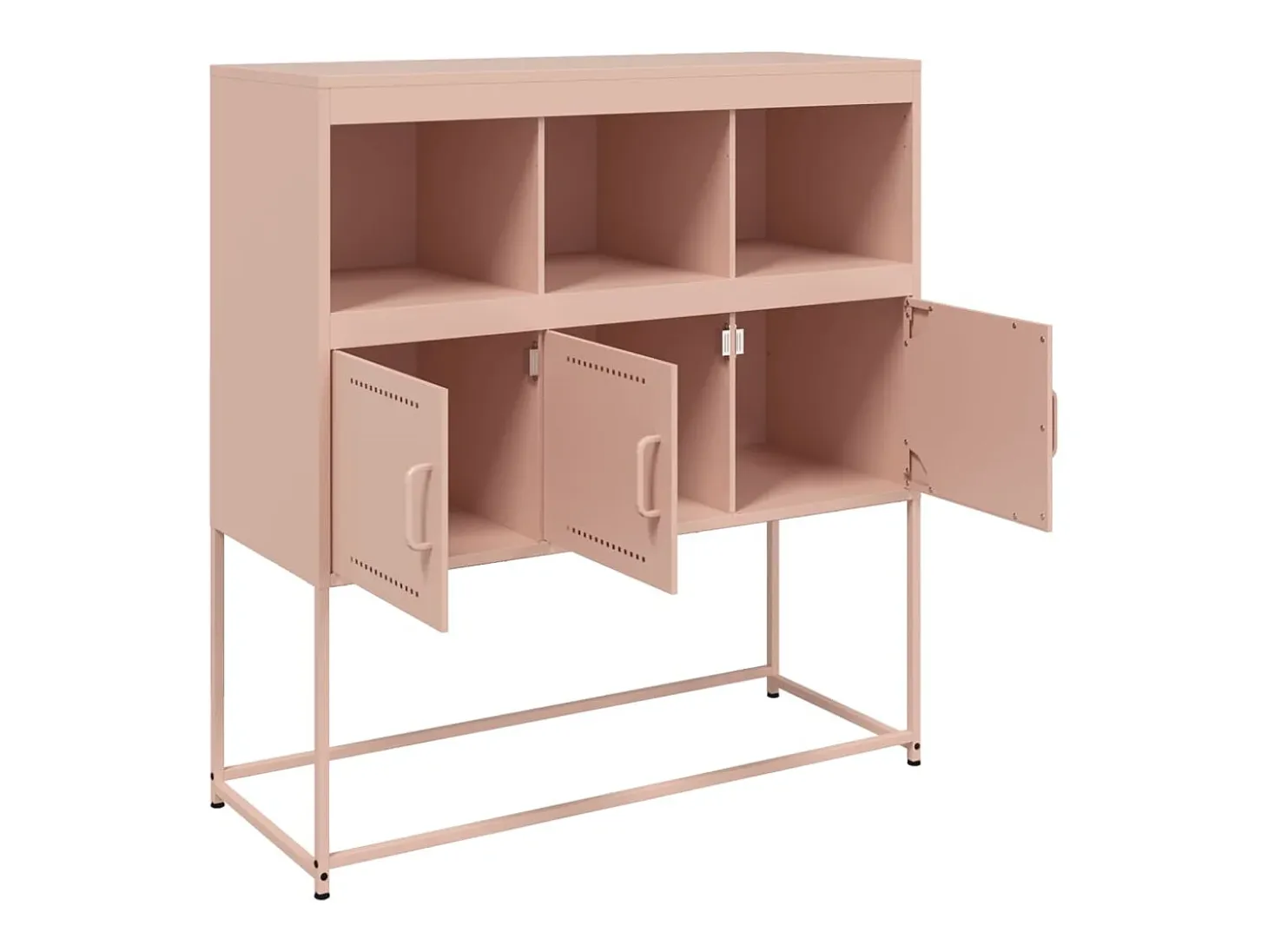 Aparador cómoda cómoda armario mueble organizador cocina salón salón 100,5 x 39 x 107 cm acero rosa 02_0036191