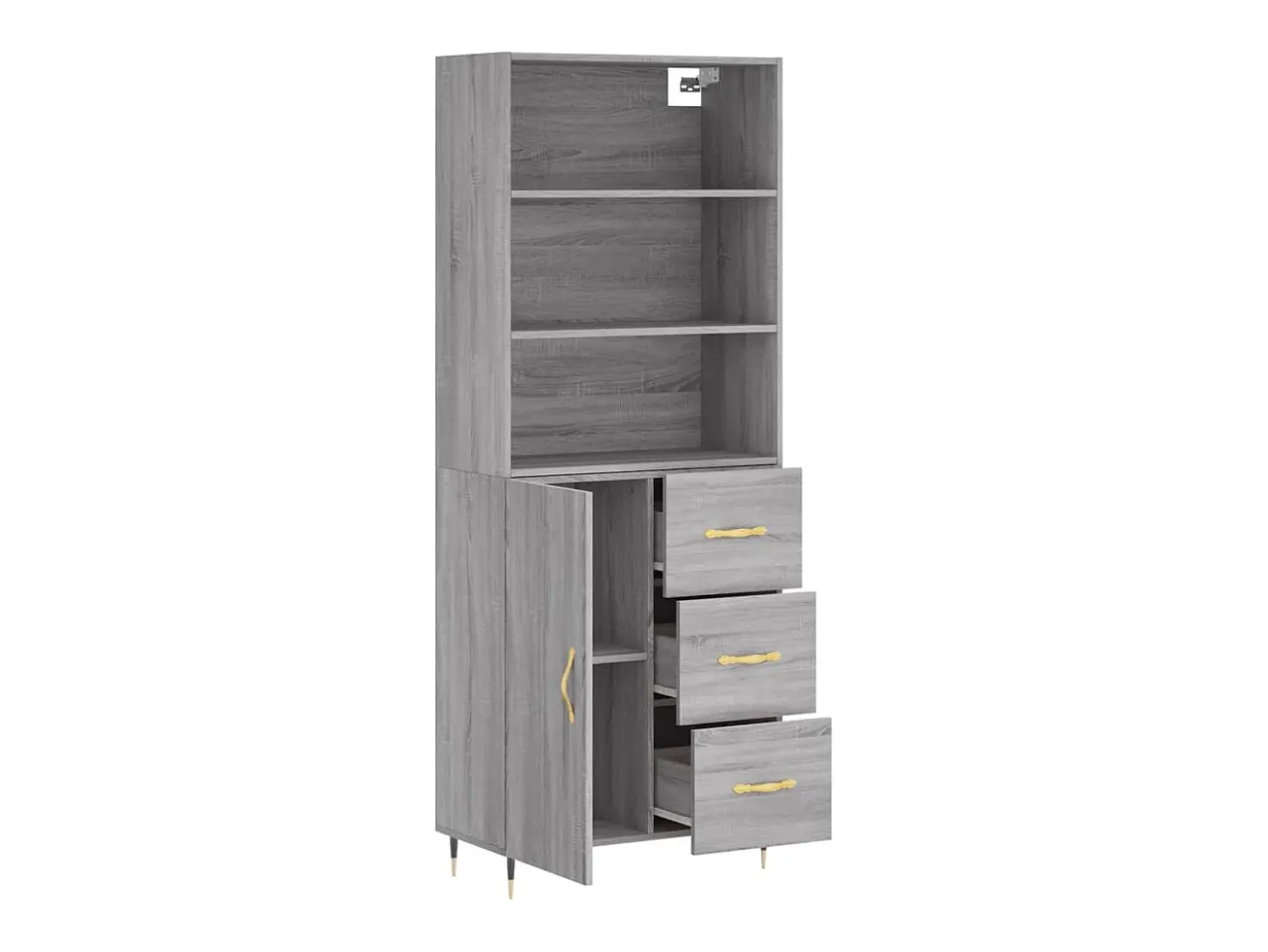 Aparador cómoda cómoda armario mueble organizador cocina salón salón alto Sonoma 69,5 x 34 x 180 cm madera contrachapada gris 02_0035482