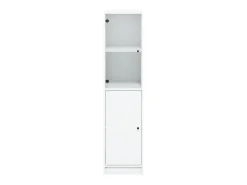 Aparador cómoda cómoda armario mueble organizador cocina salón salón con puerta de cristal 35 x 37 x 142 cm blanco 02_0030096