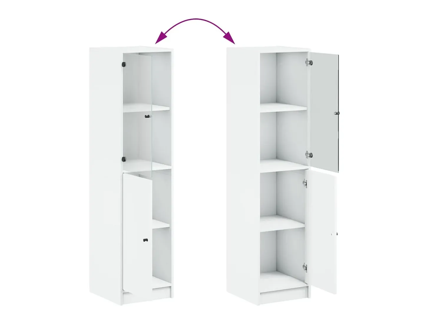 Aparador cómoda cómoda armario mueble organizador cocina salón salón con puerta de cristal 35 x 37 x 142 cm blanco 02_0030096