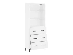 Aparador cómoda cómoda armario mueble organizador cocina salón salón alto 69,5 x 34 x 180 cm madera contrachapada blanco 02_0032555