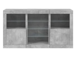 Aparador Cómoda Cómoda Armario Unidad de Almacenamiento Organizador Cocina Salón Salón con Luces LED 123 x 37 x 67 cm Gris 02_0029975