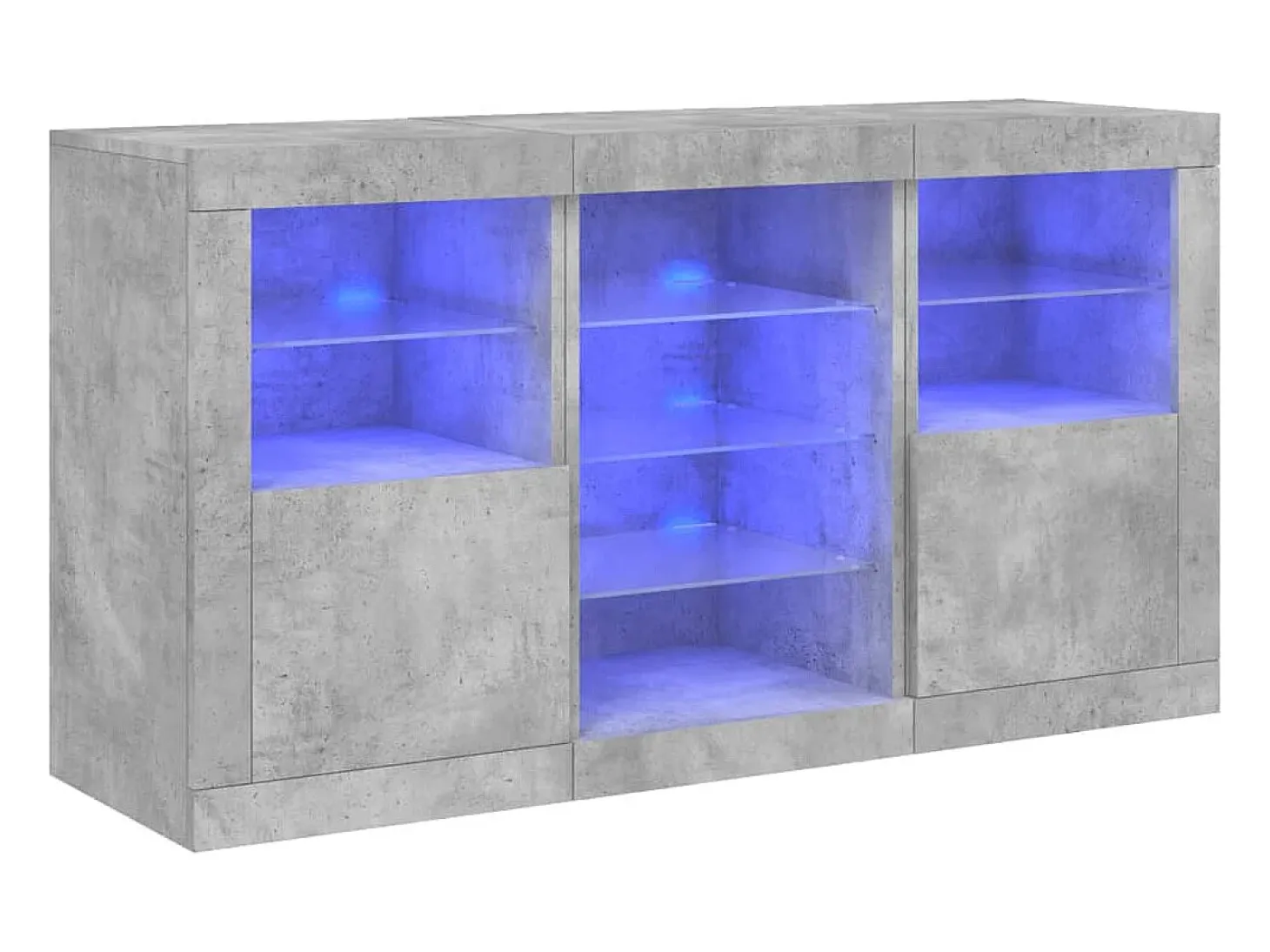 Aparador Cómoda Cómoda Armario Unidad de Almacenamiento Organizador Cocina Salón Salón con Luces LED 123 x 37 x 67 cm Gris 02_0029975