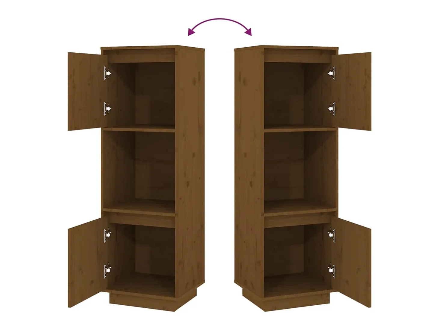 Aparador cómoda cómoda armario mueble organizador cocina salón salón alto 38 x 35 x 117 cm madera maciza de pino marrón 02_0034754