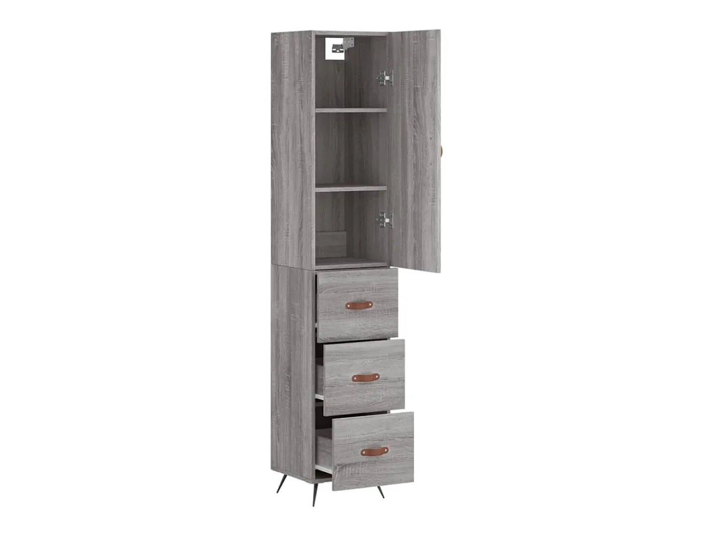 Aparador cómoda cómoda armario mueble organizador cocina salón salón alto Sonoma 34,5 x 34 x 180 cm madera contrachapada gris 02_0035333