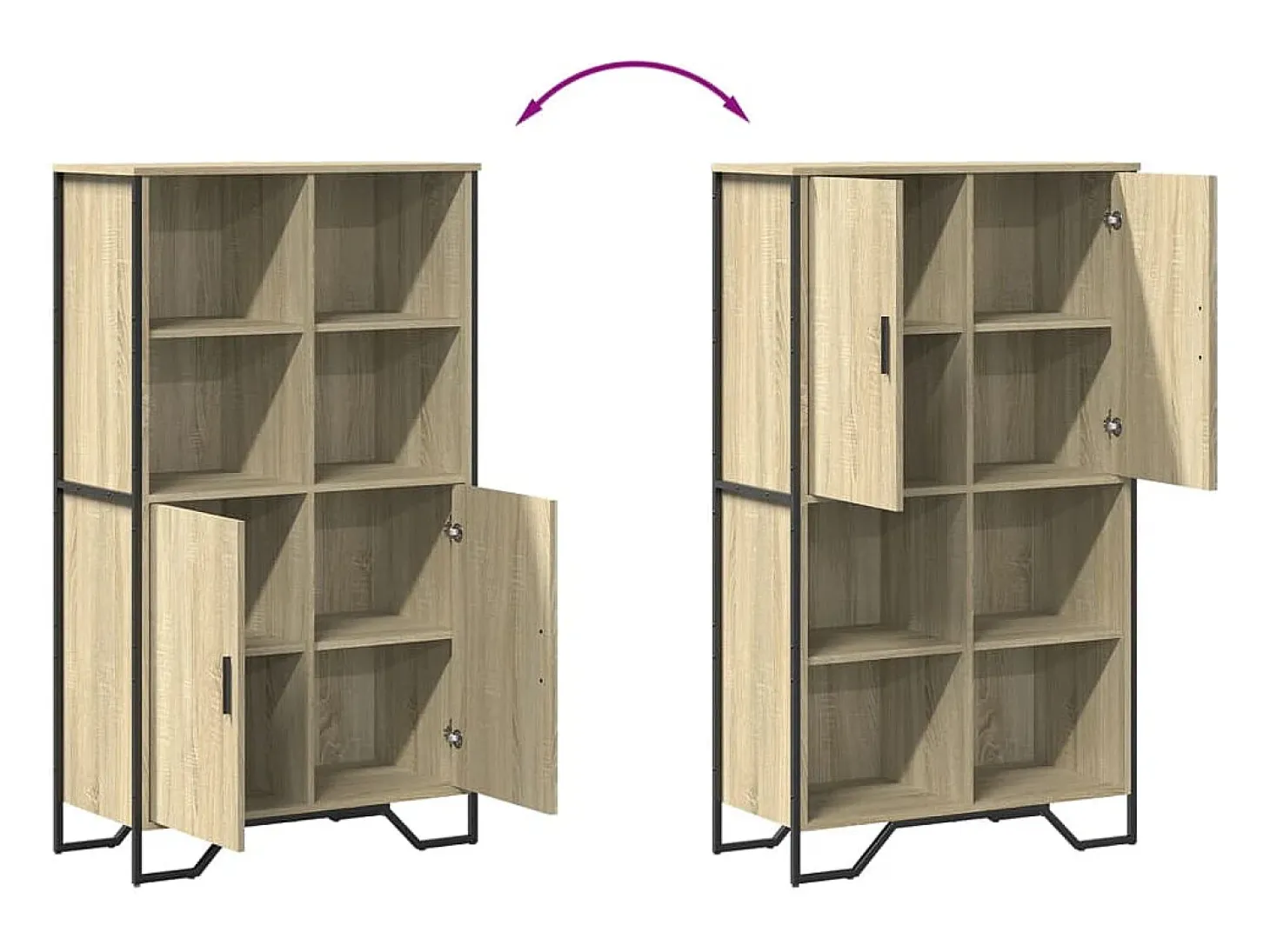 Aparador cómoda cómoda armario mueble organizador cocina salón salón alto sonoma 79,5 x 35,5 x 137,5 cm madera contrachapada marrón 02_0034207