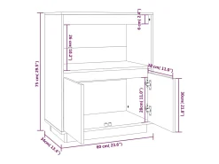 Aparador cómoda cómoda armario mueble organizador cocina salón salón 60 x 34 x 75 cm madera maciza de pino gris 02_0031795