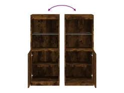 Aparador cómoda cómoda armario mueble organizador cocina salón salón con luces LED 41 x 37 x 100 cm marrón 02_0029884