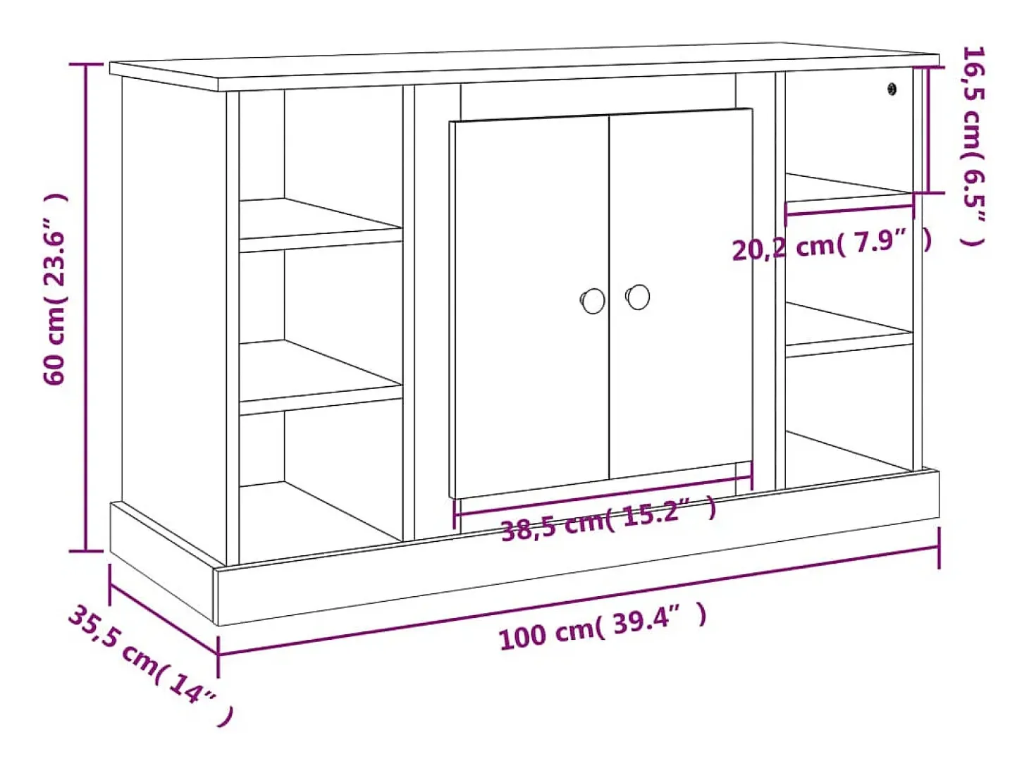 Aparador cómoda cómoda armario mueble organizador cocina salón salón Sonoma 100 x 35,5 x 60 cm madera contrachapada gris 02_0036246