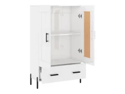 Aparador cómoda cómoda armario mueble organizador cocina salón salón alto brillo 69,5 x 31 x 115 cm madera contrachapada blanco 02_0033002