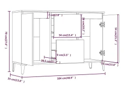 Aparador cómoda cómoda armario unidad de almacenamiento organizador cocina salón salonsonoma 104 x 35 x 70 cm madera contrachapada gris 02_0036279