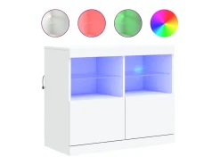 Aparador cómoda cómoda armario mueble organizador cocina salón salón con luces LED 81 x 37 x 67 cm blanco 02_0029862