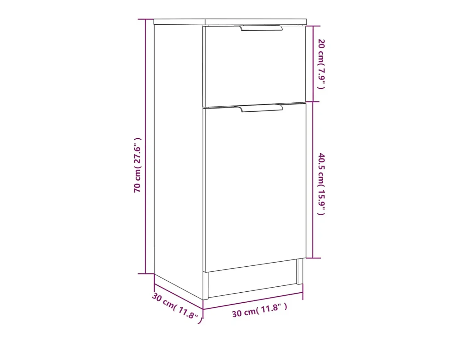 Aparador cómoda cómoda armario unidad de almacenamiento organizador cocina salón salonsonoma 30 x 30 x 70 cm madera contrachapada gris 02_0036289