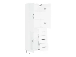 Aparador cómoda cómoda armario mueble organizador cocina salón salón alto 69,5 x 34 x 180 cm madera contrachapada blanco 02_0032575