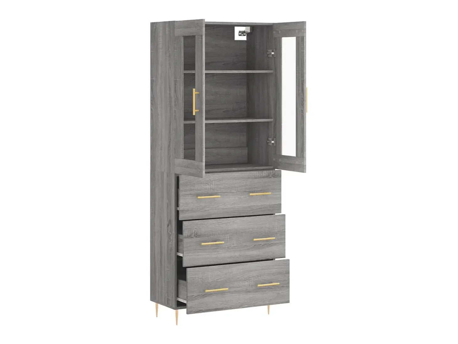 Aparador cómoda cómoda armario mueble organizador cocina salón salón alto Sonoma 69,5 x 34 x 180 cm madera contrachapada gris 02_0035499