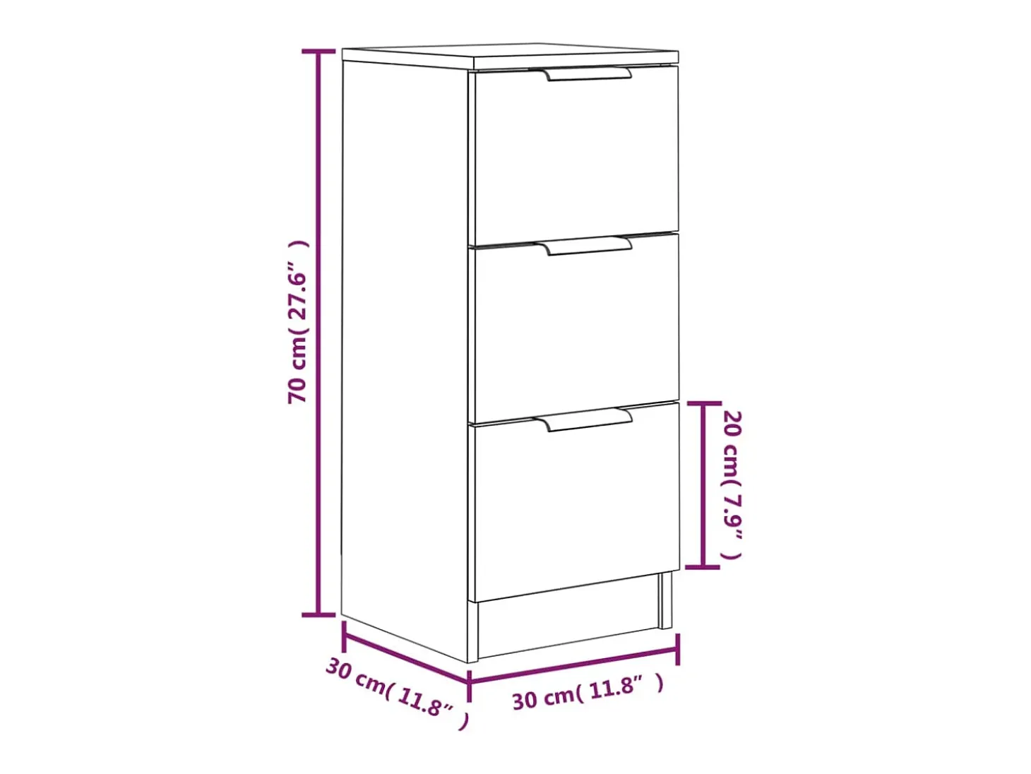 Aparador cómoda cómoda armario mueble organizador cocina salón salón Sonoma 30 x 30 x 70 cm madera contrachapada marrón 02_0031500
