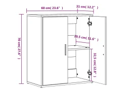 Aparador cómoda cómoda armario unidad de almacenamiento organizador cocina salón salón Sonoma 60 x 31 x 70 cm madera contrachapada marrón 02_0031593