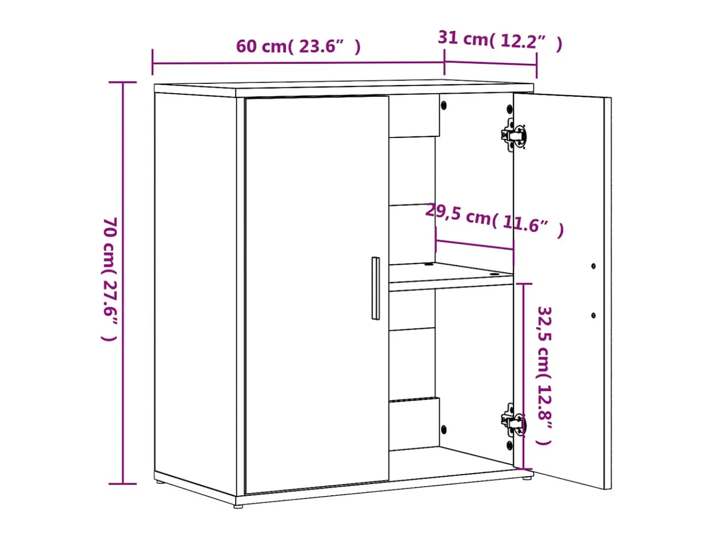 Aparador cómoda cómoda armario unidad de almacenamiento organizador cocina salón salón Sonoma 60 x 31 x 70 cm madera contrachapada marrón 02_0031593