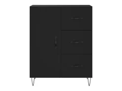 Aparador cómoda cómoda armario mueble organizador cocina salón salón alto 69,5 x 34 x 180 cm madera contrachapada negra 02_0035028