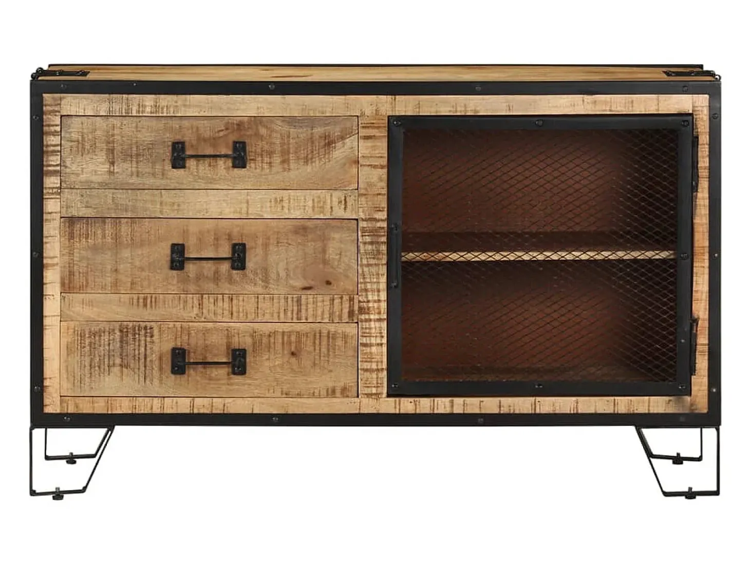 Aparador cómoda cómoda armario mueble organizador cocina salón salón 100 x 31 x 60 cm madera maciza de mango marrón crudo 02_0029492