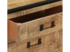 Aparador cómoda cómoda armario mueble organizador cocina salón salón 100 x 31 x 60 cm madera maciza de mango marrón crudo 02_0029492
