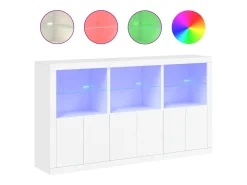 Aparador cómoda cómoda armario mueble organizador cocina salón salón con luces LED 181,5 x 37 x 100 cm blanco 02_0029838