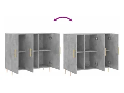 Aparador cómoda cómoda mueble mueble de almacenamiento organizador cocina salón salón 90 x 34 x 80 cm madera contrachapada gris 02_0032121