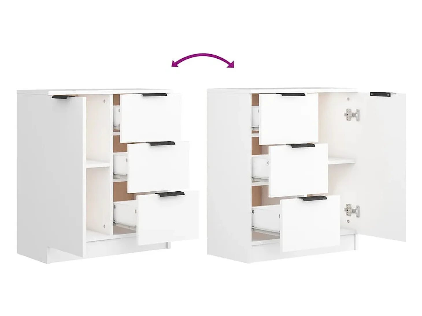 Aparador cómoda cómoda mueble mueble de almacenaje organizador cocina salón salón 60 x 30 x 70 cm madera contrachapada blanco 02_0030328