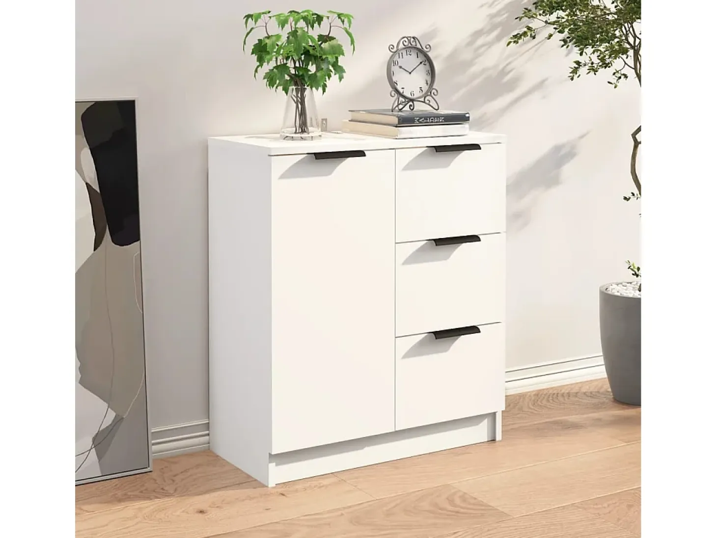 Aparador cómoda cómoda mueble mueble de almacenaje organizador cocina salón salón 60 x 30 x 70 cm madera contrachapada blanco 02_0030328
