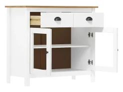 Aparador Cómoda Cómoda Mueble Almacenamiento Organizador Cocina Salón Salón Hill 90 x 40 x 80 cm Madera Maciza de Pino Blanco 02_0035672
