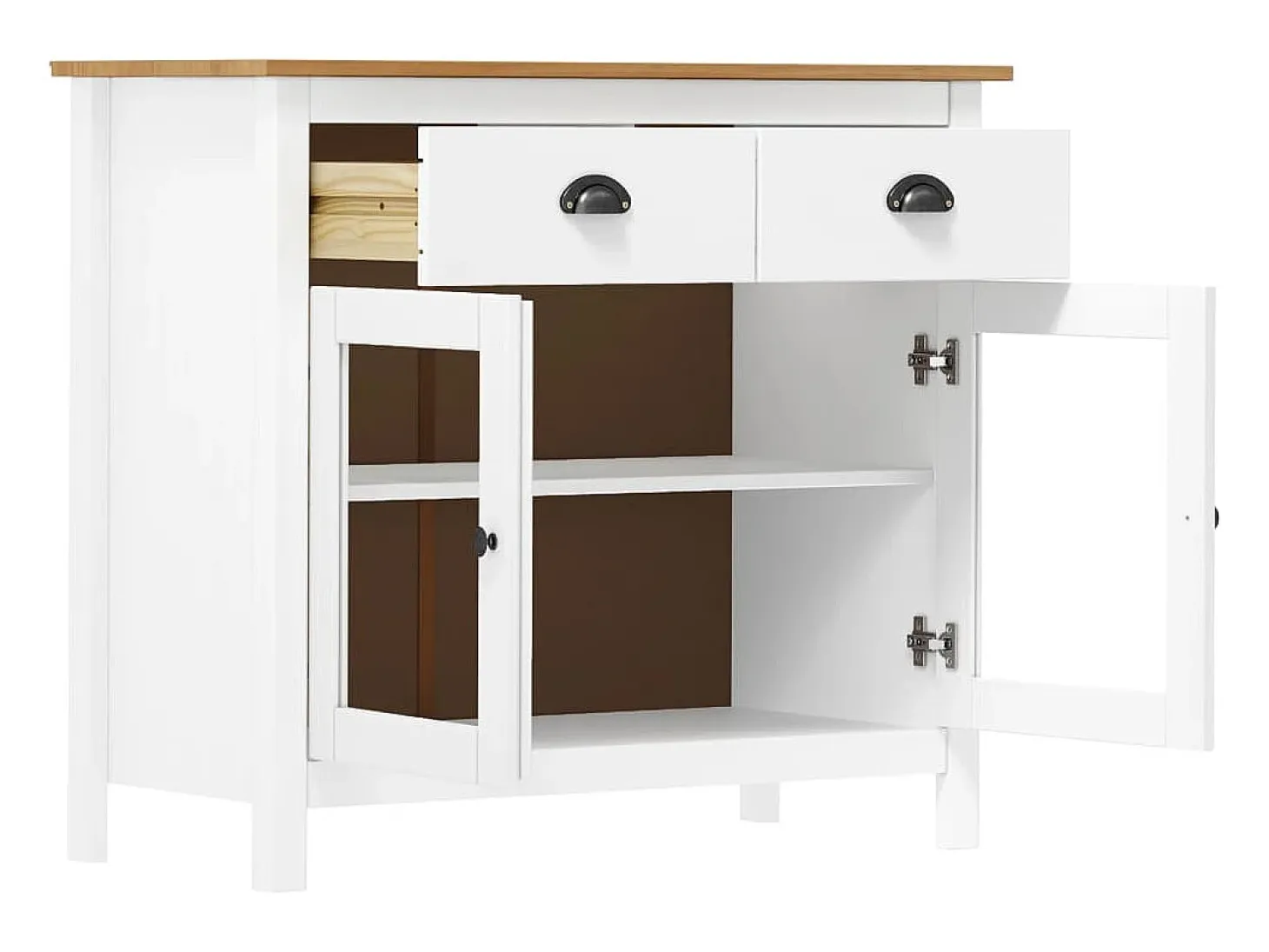 Aparador Cómoda Cómoda Mueble Almacenamiento Organizador Cocina Salón Salón Hill 90 x 40 x 80 cm Madera Maciza de Pino Blanco 02_0035672