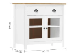 Aparador Cómoda Cómoda Mueble Almacenamiento Organizador Cocina Salón Salón Hill 90 x 40 x 80 cm Madera Maciza de Pino Blanco 02_0035672