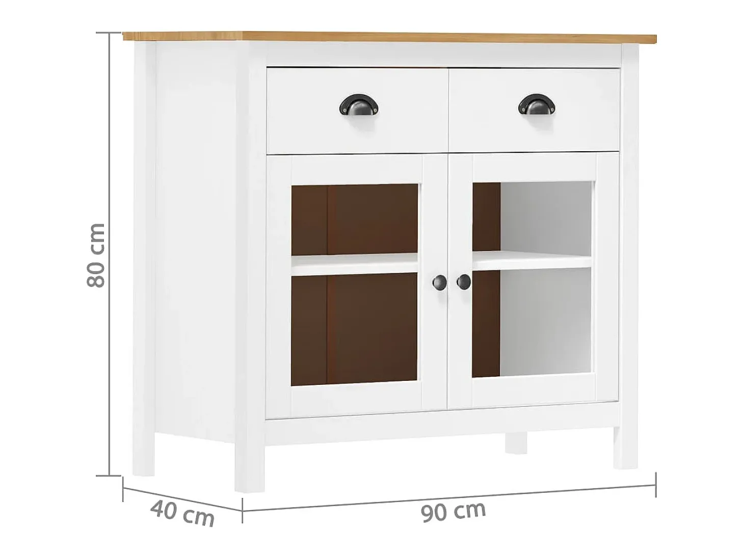 Aparador Cómoda Cómoda Mueble Almacenamiento Organizador Cocina Salón Salón Hill 90 x 40 x 80 cm Madera Maciza de Pino Blanco 02_0035672