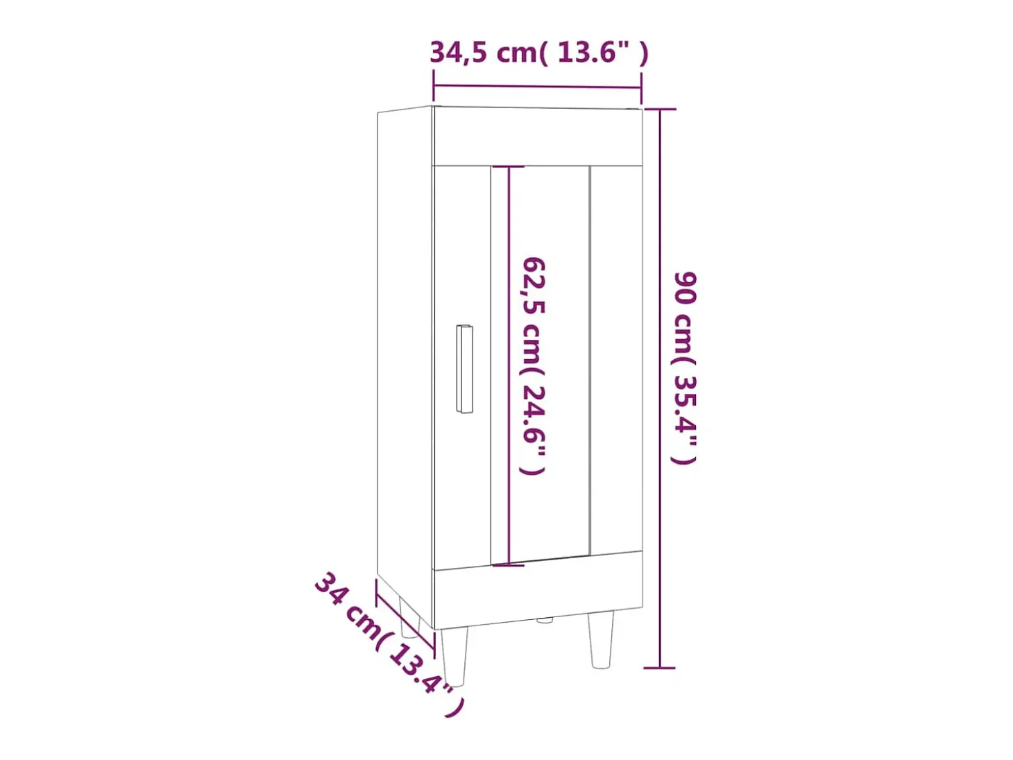 Aparador cómoda cómoda mueble mueble de almacenaje organizador cocina salón salón 34,5 x 34 x 90 cm madera contrachapada marrón 02_0030885