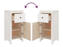 Aparador Cómoda Cómoda Mueble Almacenamiento Organizador Cocina Salón Salón 40 x 35 x 80 cm Madera Maciza de Pino Blanco 02_0030306