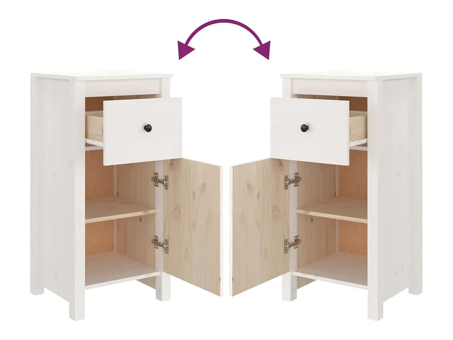 Aparador Cómoda Cómoda Mueble Almacenamiento Organizador Cocina Salón Salón 40 x 35 x 80 cm Madera Maciza de Pino Blanco 02_0030306