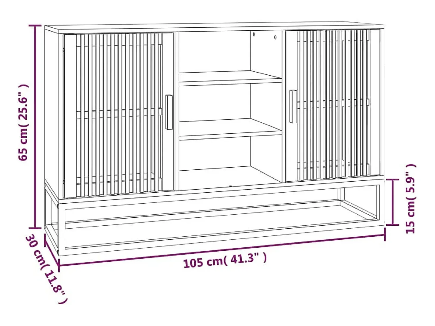 Aparador cómoda cómoda mueble mueble de almacenaje organizador cocina salón salón 105 x 30 x 65 cm madera contrachapada negra 02_0035832