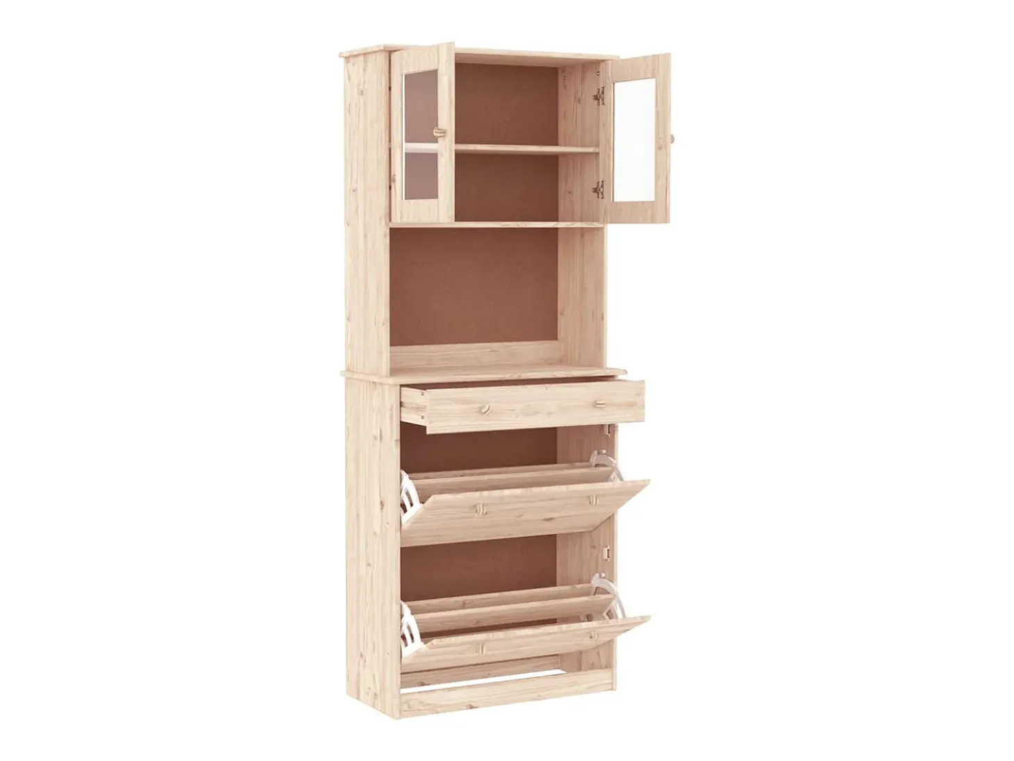 Aparador cómoda cómoda mueble mueble de almacenaje organizador cocina salón salón 77 x 35 x 188 cm madera maciza de pino marrón 02_0029674