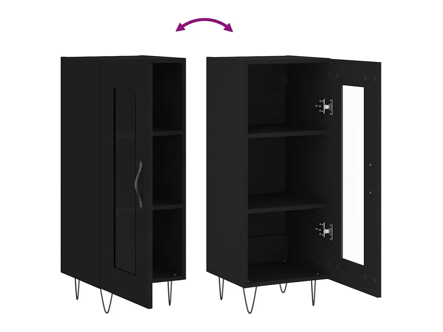 Aparador cómoda cómoda mueble mueble de almacenaje organizador cocina salón salón 34,5 x 34 x 90 cm madera contrachapada negra 02_0035879