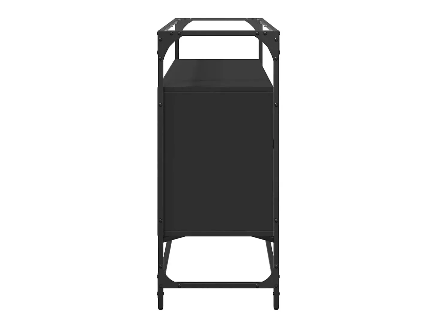 Aparador Cómoda Cómoda Mueble de Almacenamiento Organizador Cocina Salón Salón con Tapa de Cristal 98 x 35 x 81 cm Negro Madera Contrachapada 02_0029767