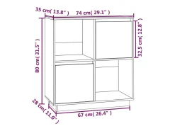 Aparador Cómoda Cómoda Mueble Almacenamiento Organizador Cocina Salón Salón 74 x 35 x 80 cm Madera Maciza de Pino Blanco 02_0030502