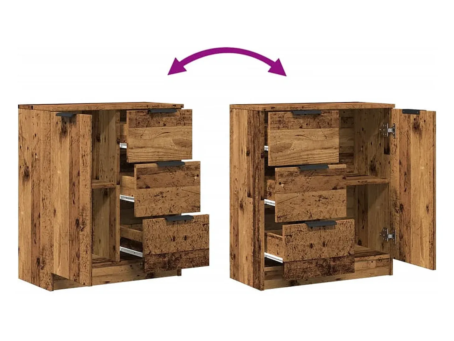 Aparador cómoda cómoda mueble mueble de almacenaje organizador cocina salón salón madera vieja 60 x 30 x 70 cm madera contrachapada marrón 02_0036601